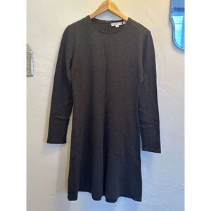 Vince Long Sleeve Dress Gray Black Cotton Modal Sz Med Winter Normcore